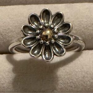 Silver and Gold Flower Ring